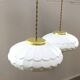 Mid-Century Italian Ceramic & Brass Pendant Lamps, Set of 2