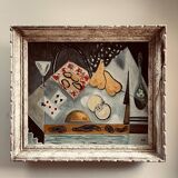 Tableau 1960 "The Card Game" signed D.G.