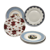 Series of 6 mismatched dessert plates.