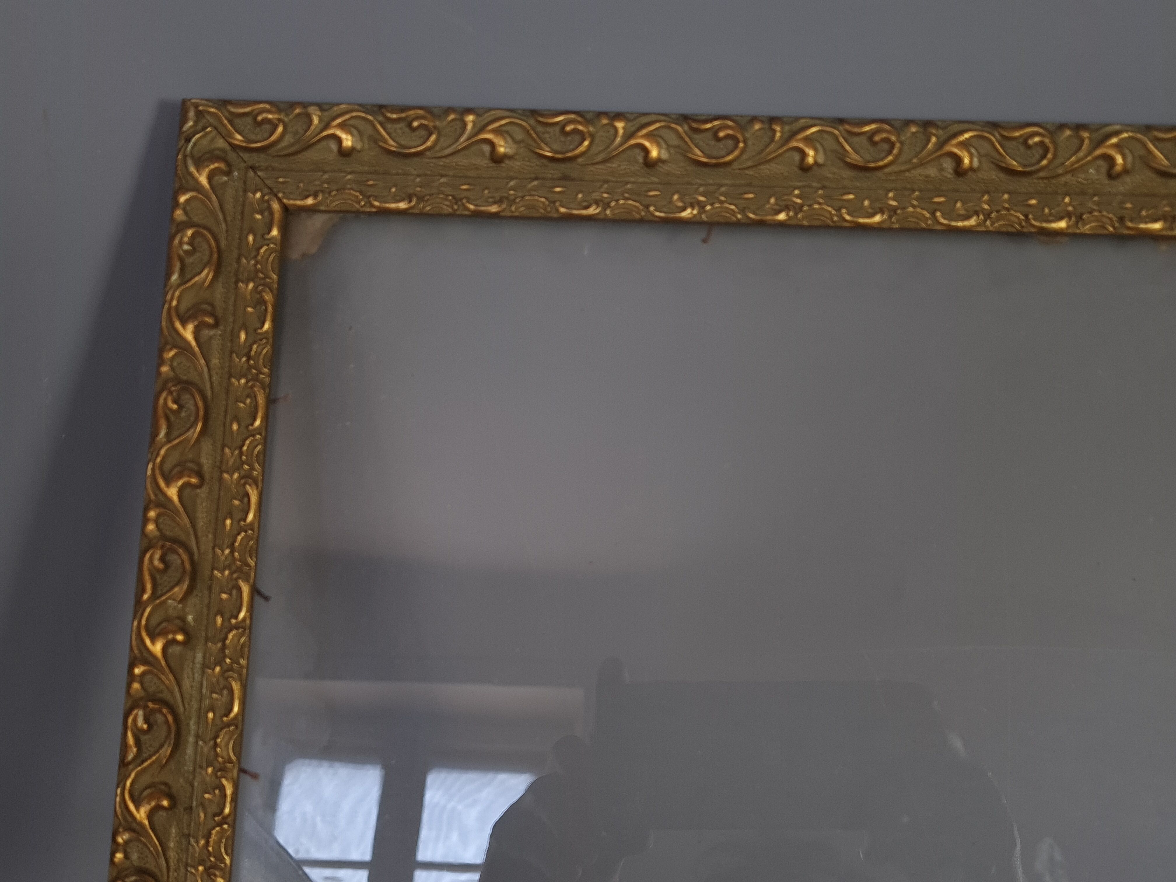 Old frame gilded stucco wood glass 46.5x35.5 cm, hardwood 41.7x32.7 cm SB