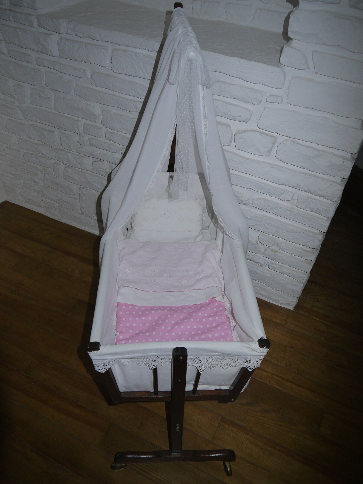 Former cradle swing and bars on wheels