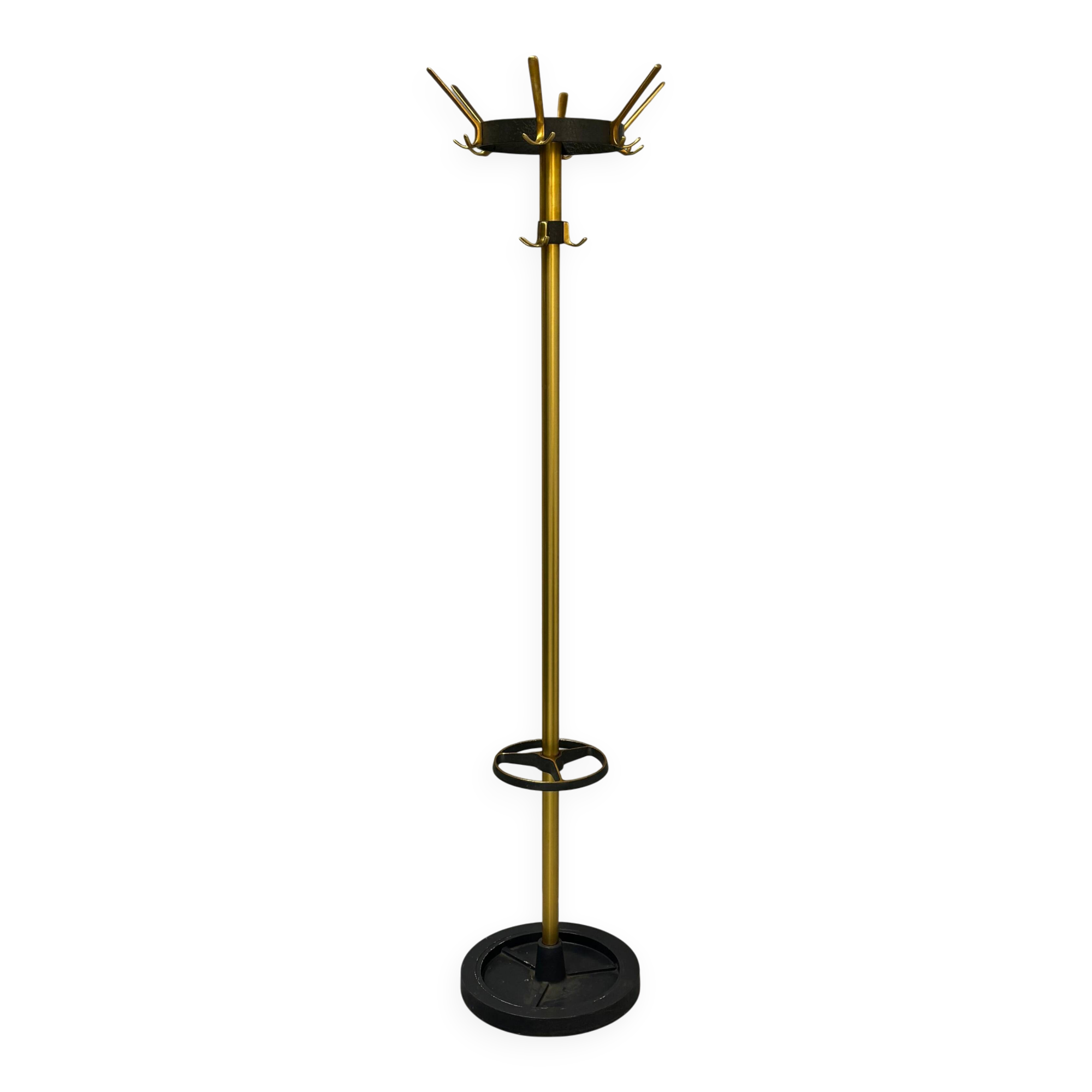 Vintage Brass & Metal Coat Stand By Jacques Adnet, France 1950’s