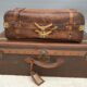 Trunk suitcase 1920 canvas coated cannage pattern