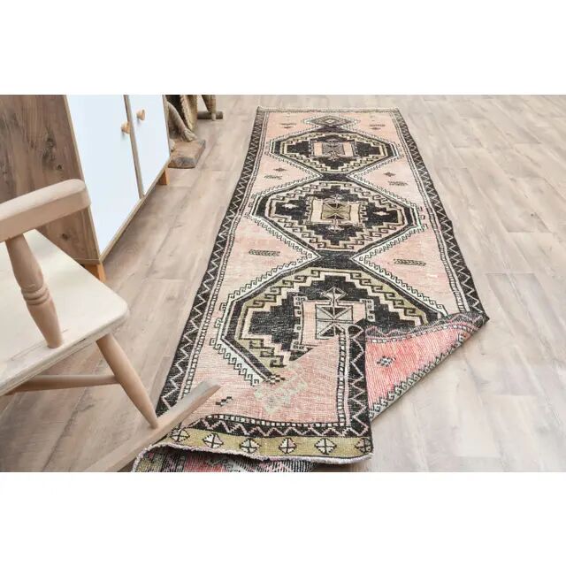 1970s Turkish Oushak Handmade Wool Cotton Orange Runner Rug 92x331