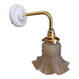 Applique coudé dorée tulipe vintage en verre dépoli