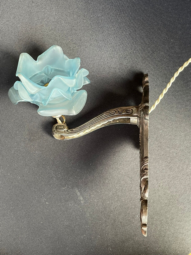 Made in France 607 - Wall lamp (1) - Art Nouveau - Silver bronze, Glass