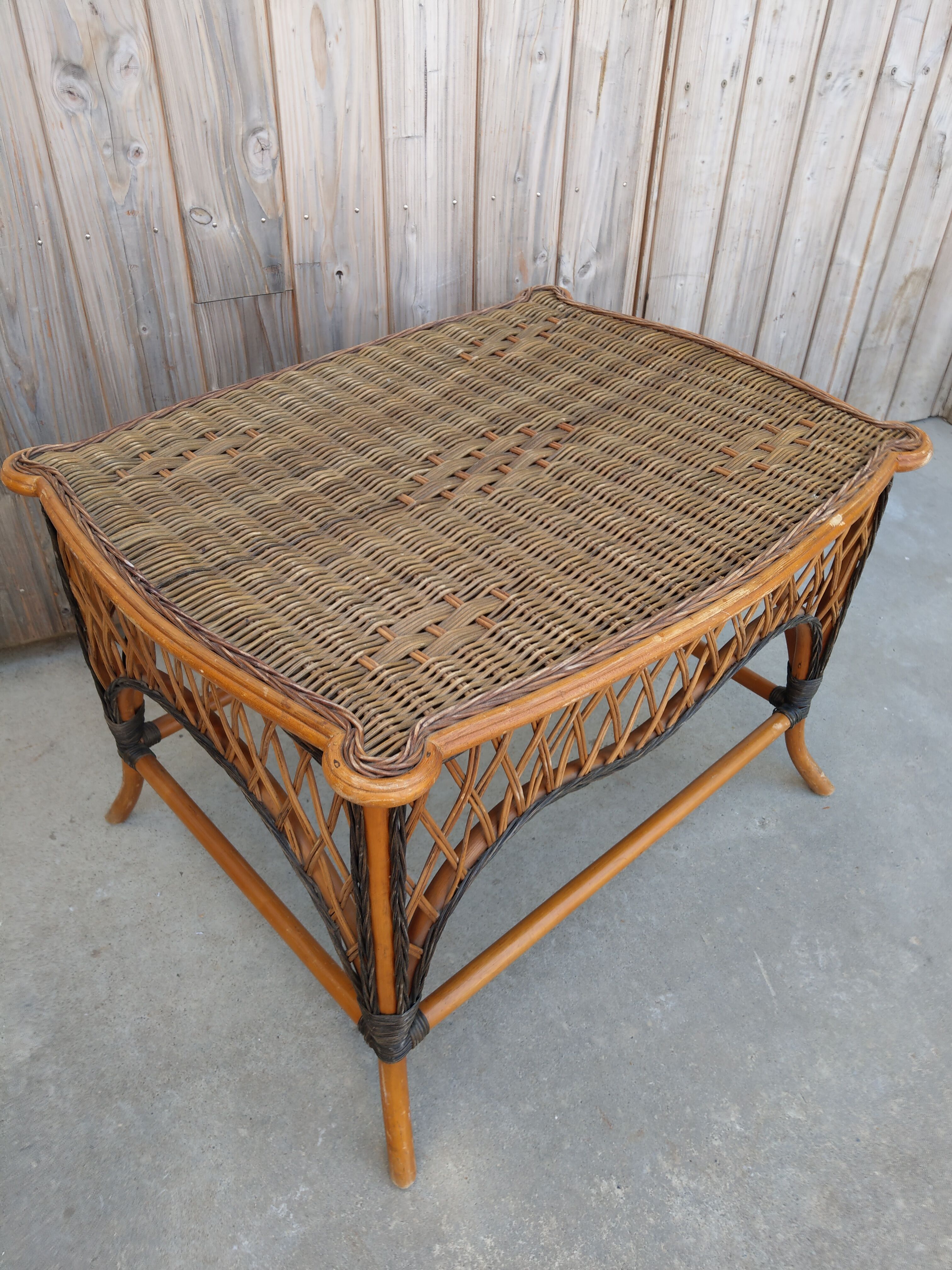 Rattan coffee table - wicker 50's