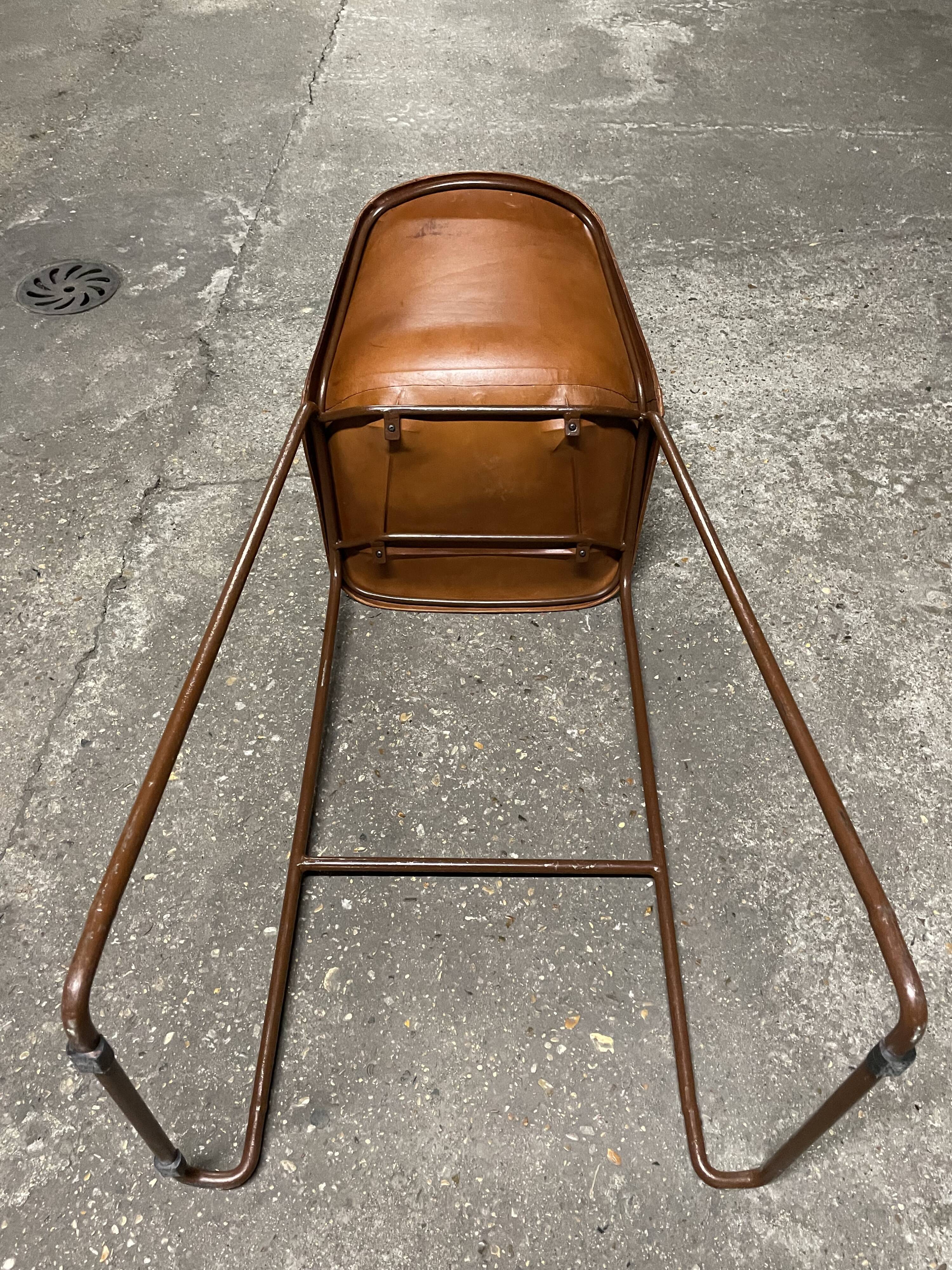 Vintage bar chair goat leather brown