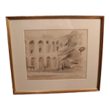 Ink wash drawing representing the arena of Verona