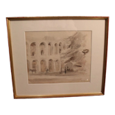 Ink wash drawing representing the arena of Verona