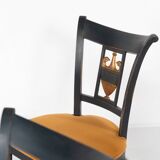 Set of 2 Black and Gold Armchairs and 4 Chairs, Empire style