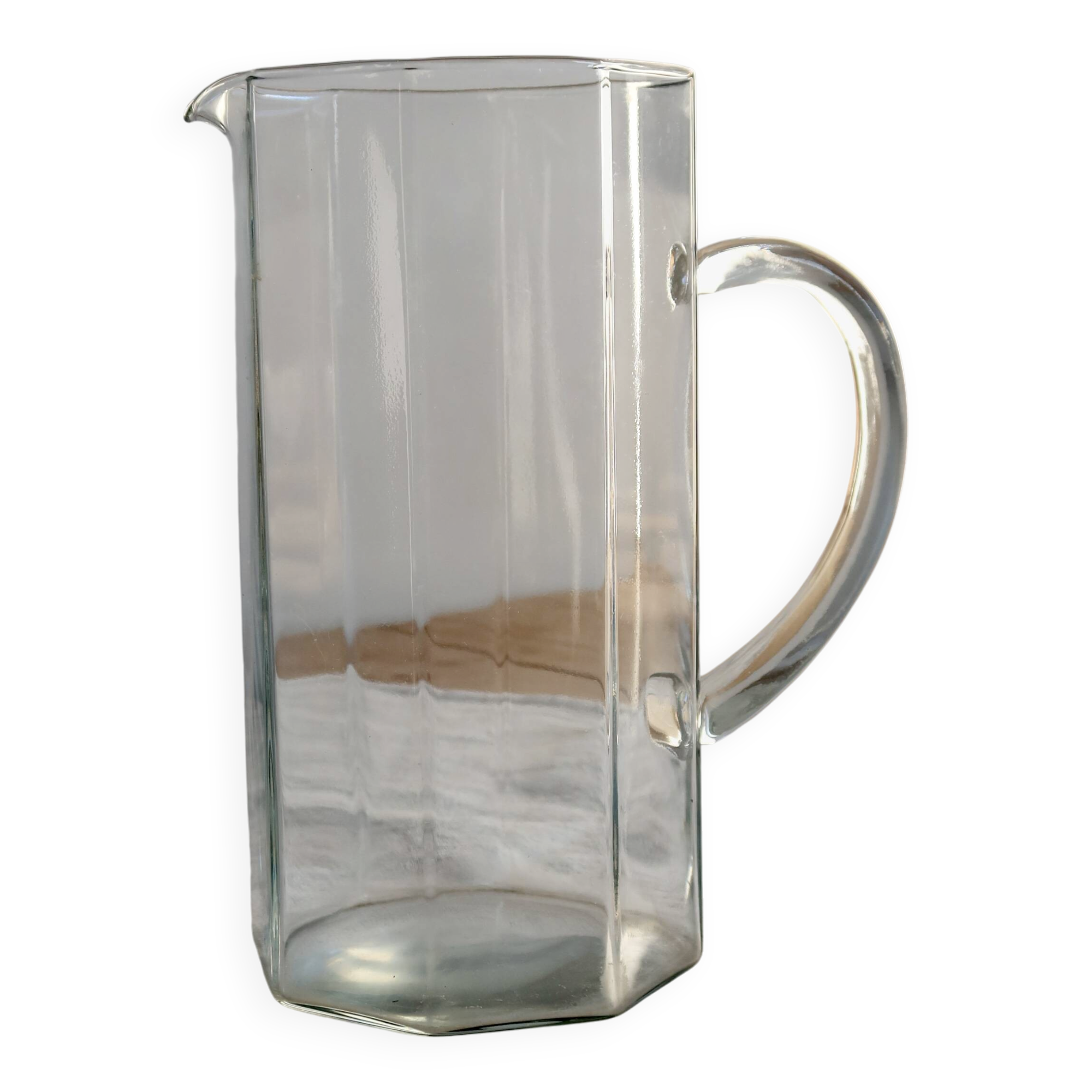 Vintage octagonal clear glass pitcher