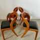 Lot 4 chairs in curved wood and leather design Baumann gondola model 60s vintage