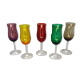 Ensemble de 5 verres à pieds à liqueur multicolor