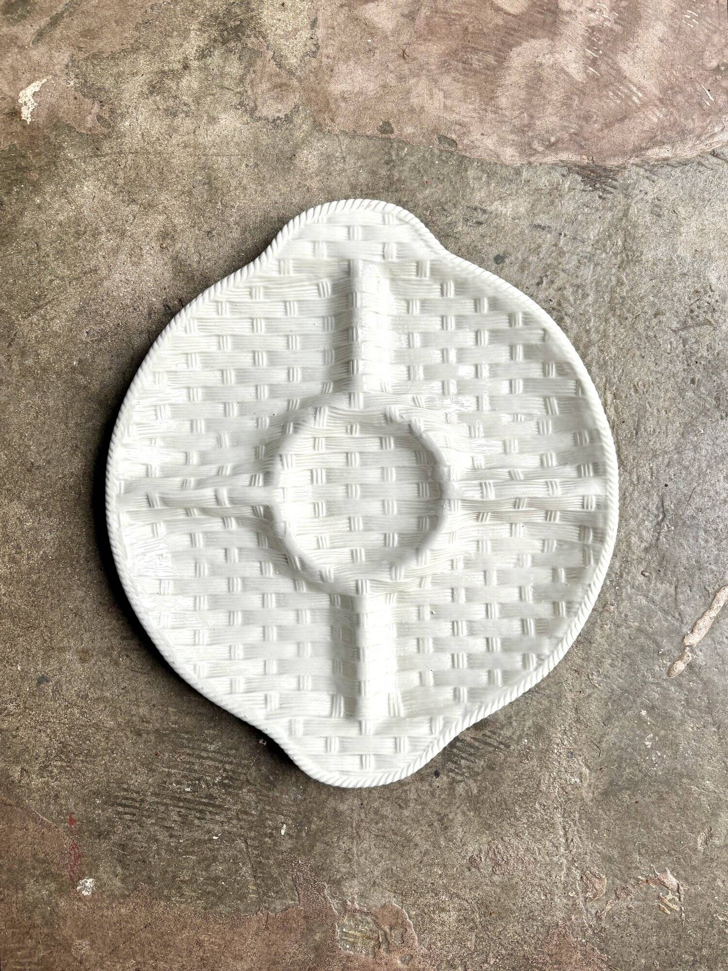 Italian woven earthenware compartment dish