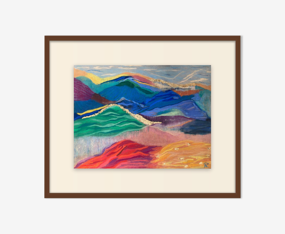Pastel golden mountains encadré 50 x 40 cm