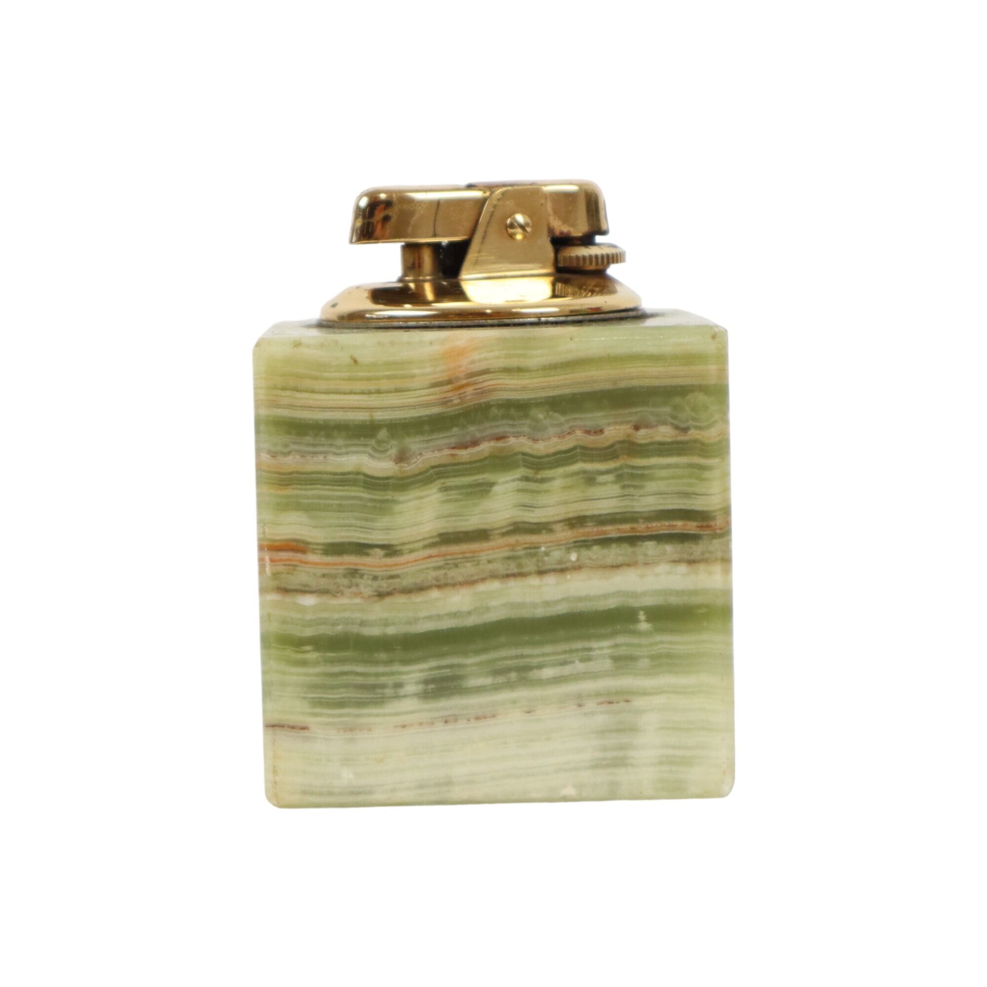 Ronson lighter green onyx marble vintage smoking item cube 6cm