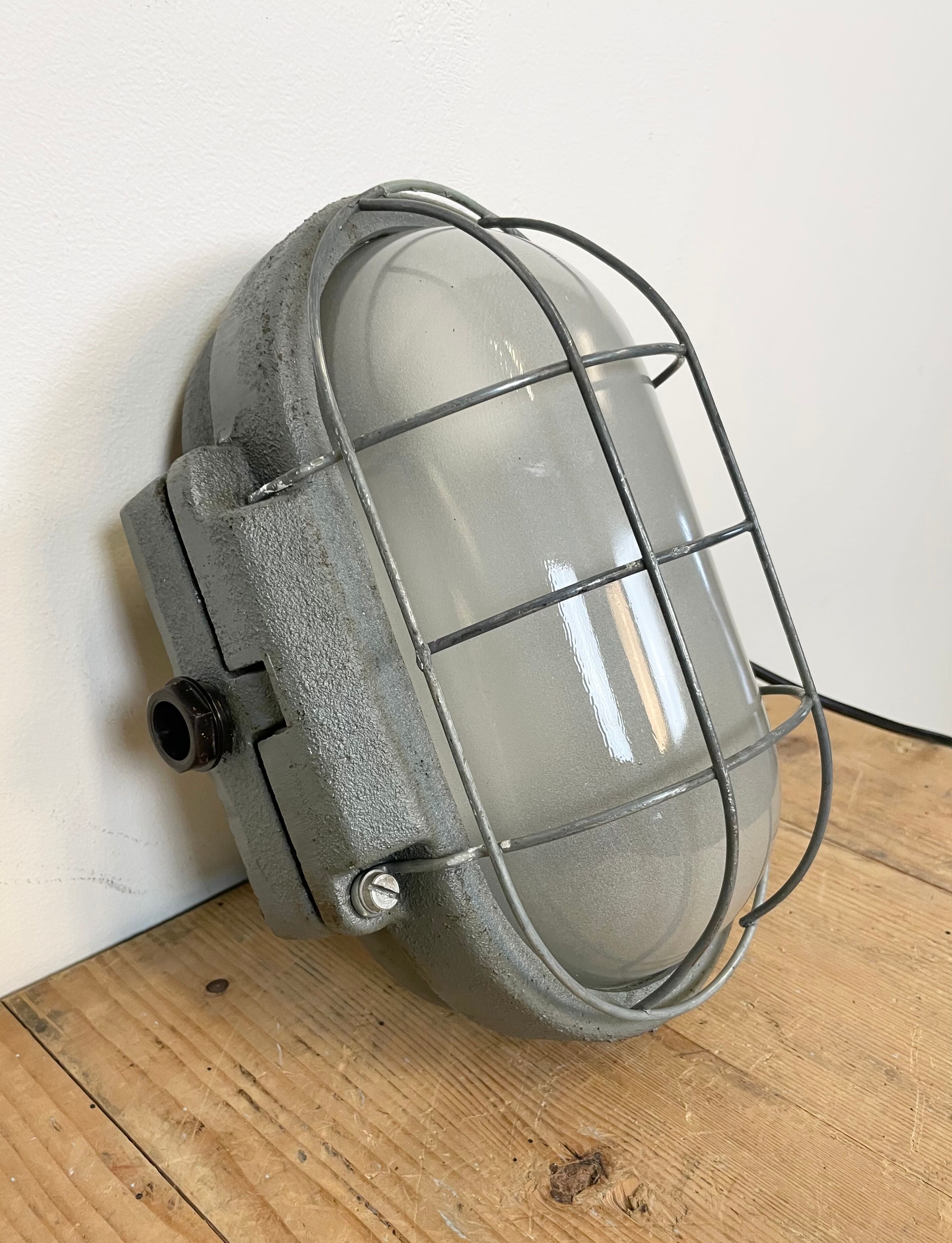 Grey Industrial Cast Iron Wall Lamp from Elektrosvit, 1960s