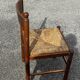 Set of 3 vintage wooden and straw chairs – 1950s