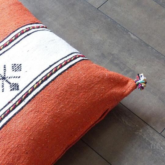 Moroccan berber cushion orange and white