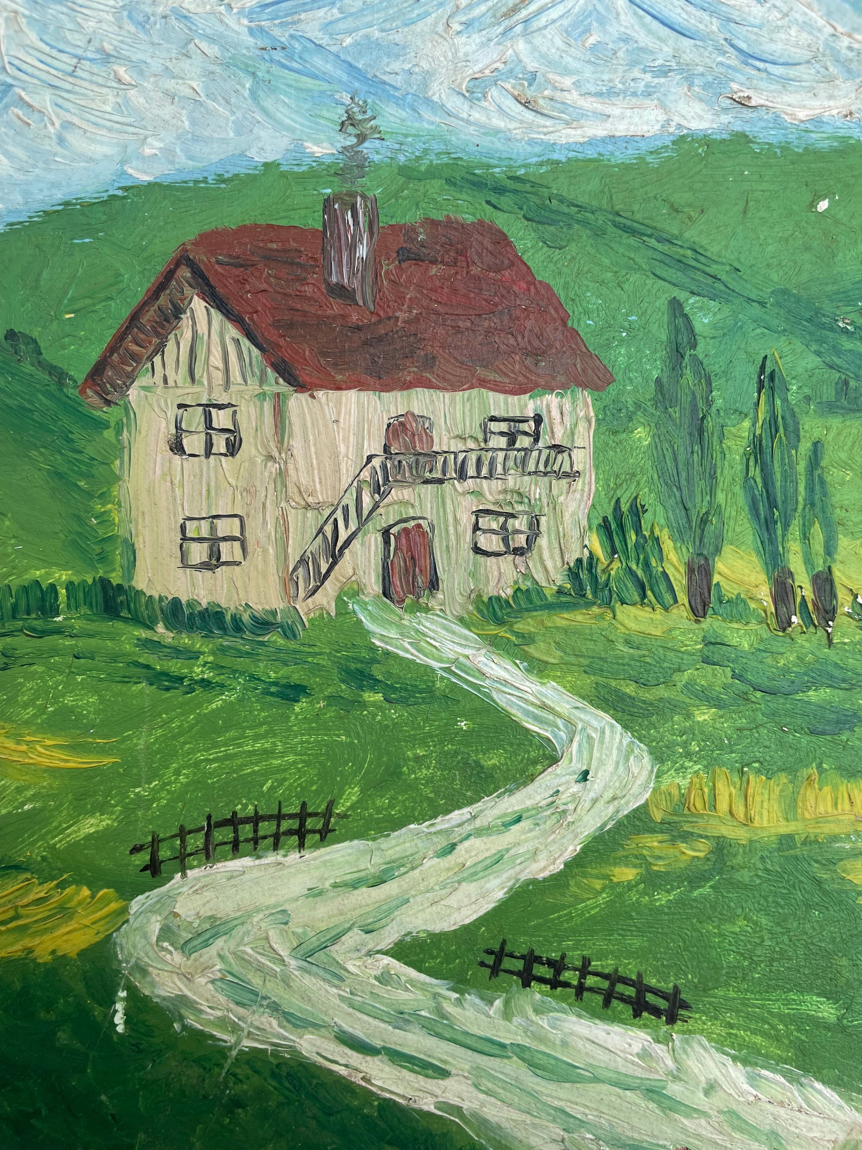 Old landscape painting in the taste of Utrillo XXth