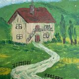 Peinture ancienne paysage dans le goût d'Utrillo XXe