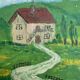 Peinture ancienne paysage dans le goût d'Utrillo XXe
