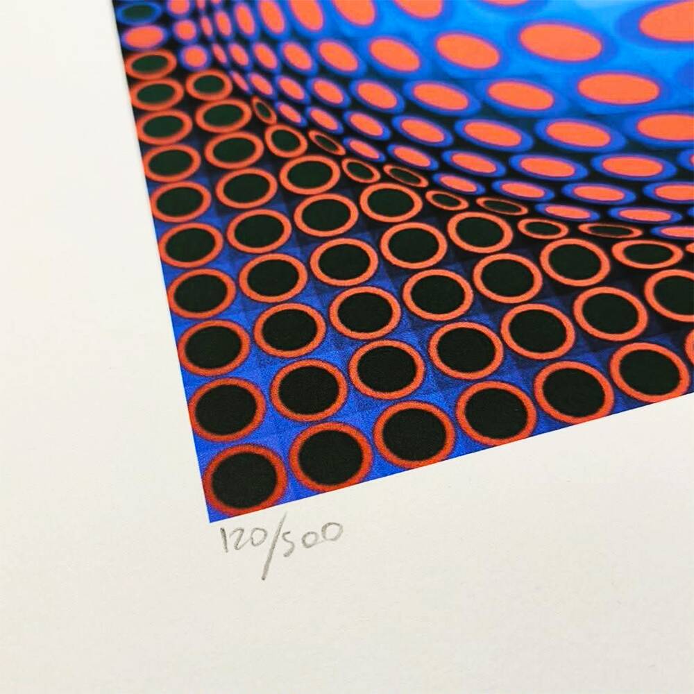 Lithograph by Victor Vasarely, limited edition numbered, 1970s.