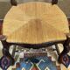 Set of 7 Louis XV style beech chairs with straw seats.