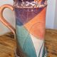 Large sculptural ceramic pitcher by a signed artist – abstract decoration