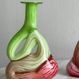 2 blown glass soliflore vases
