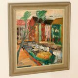 Original Mid-Century Oil on Panel" Holland" by Louis Zelig- Vintage and Framed