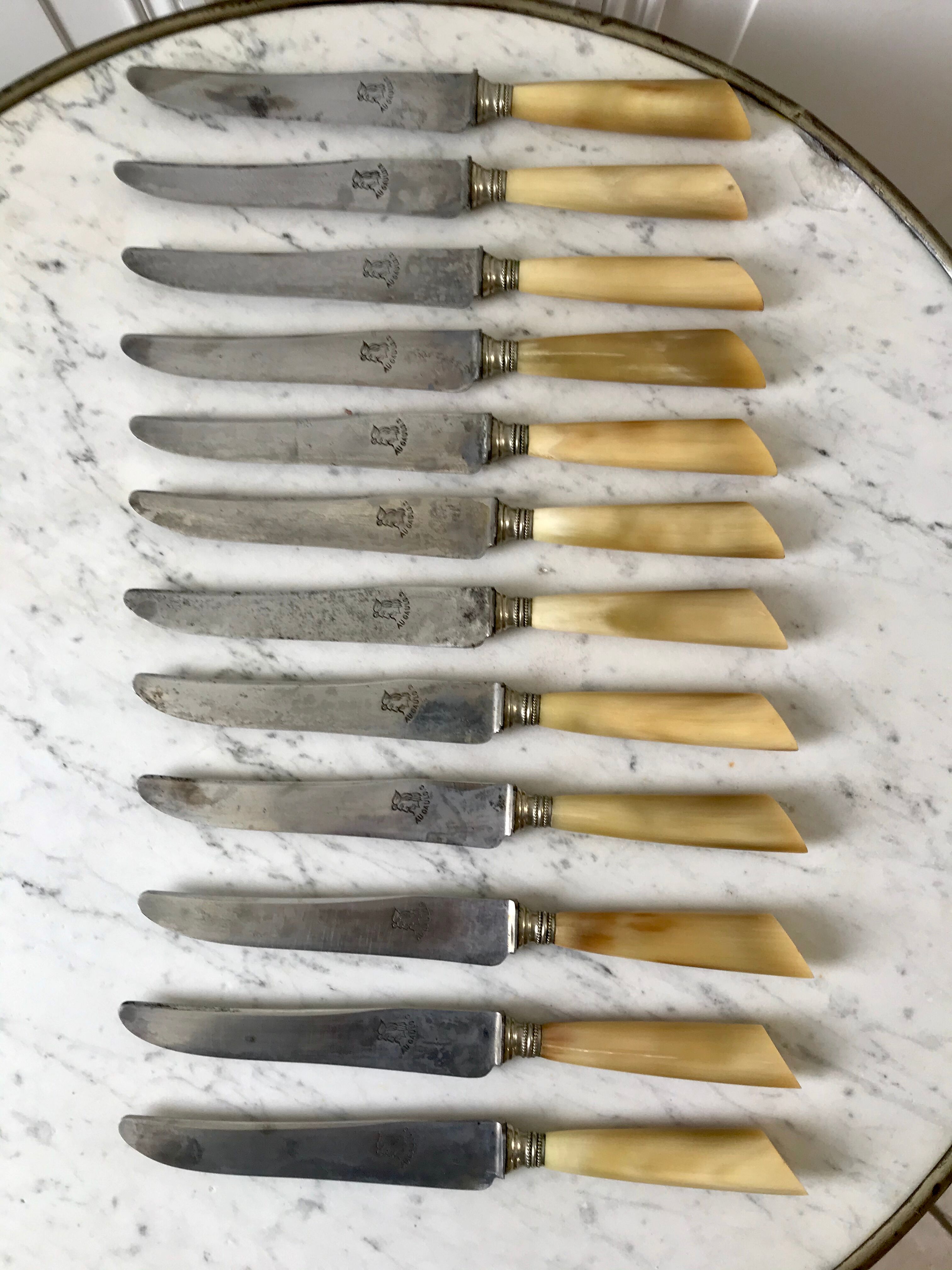 Set of 12 horn knives 50s