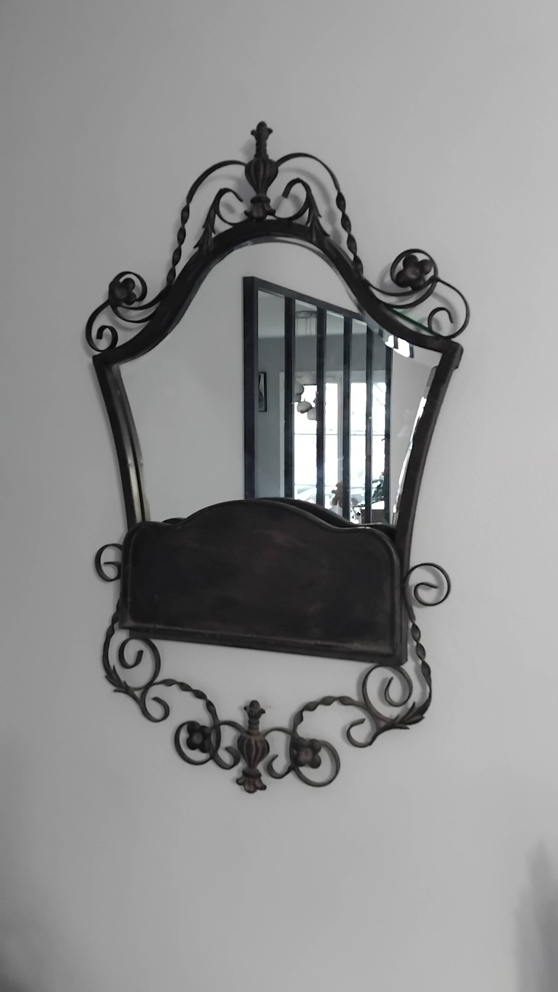 Vintage wrought iron entrance wall mirror