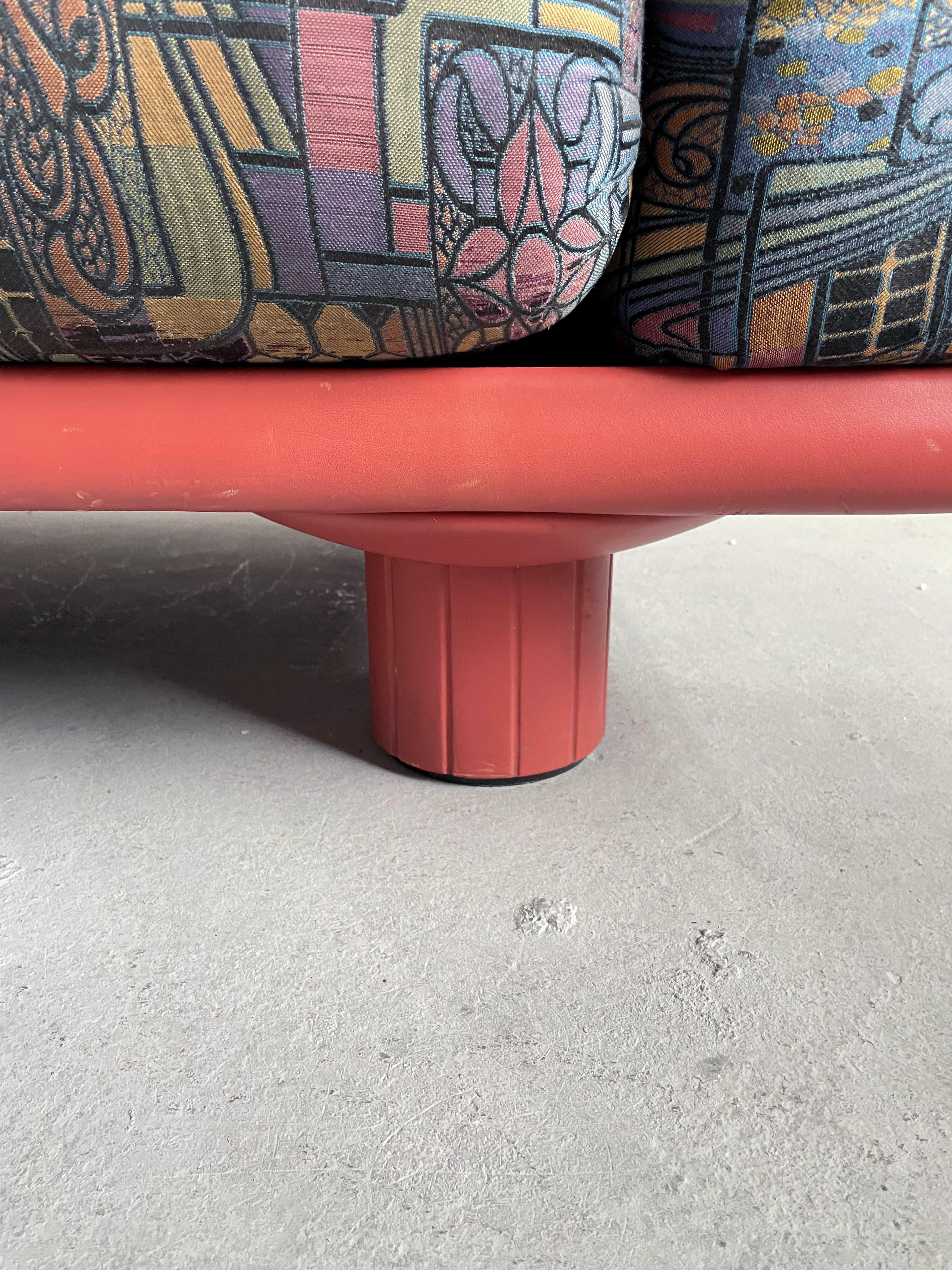 Vintage Italian Sofa from Rossi di Albizzate in Leather and Fabric, Rare Model Designed by Carlo Bar