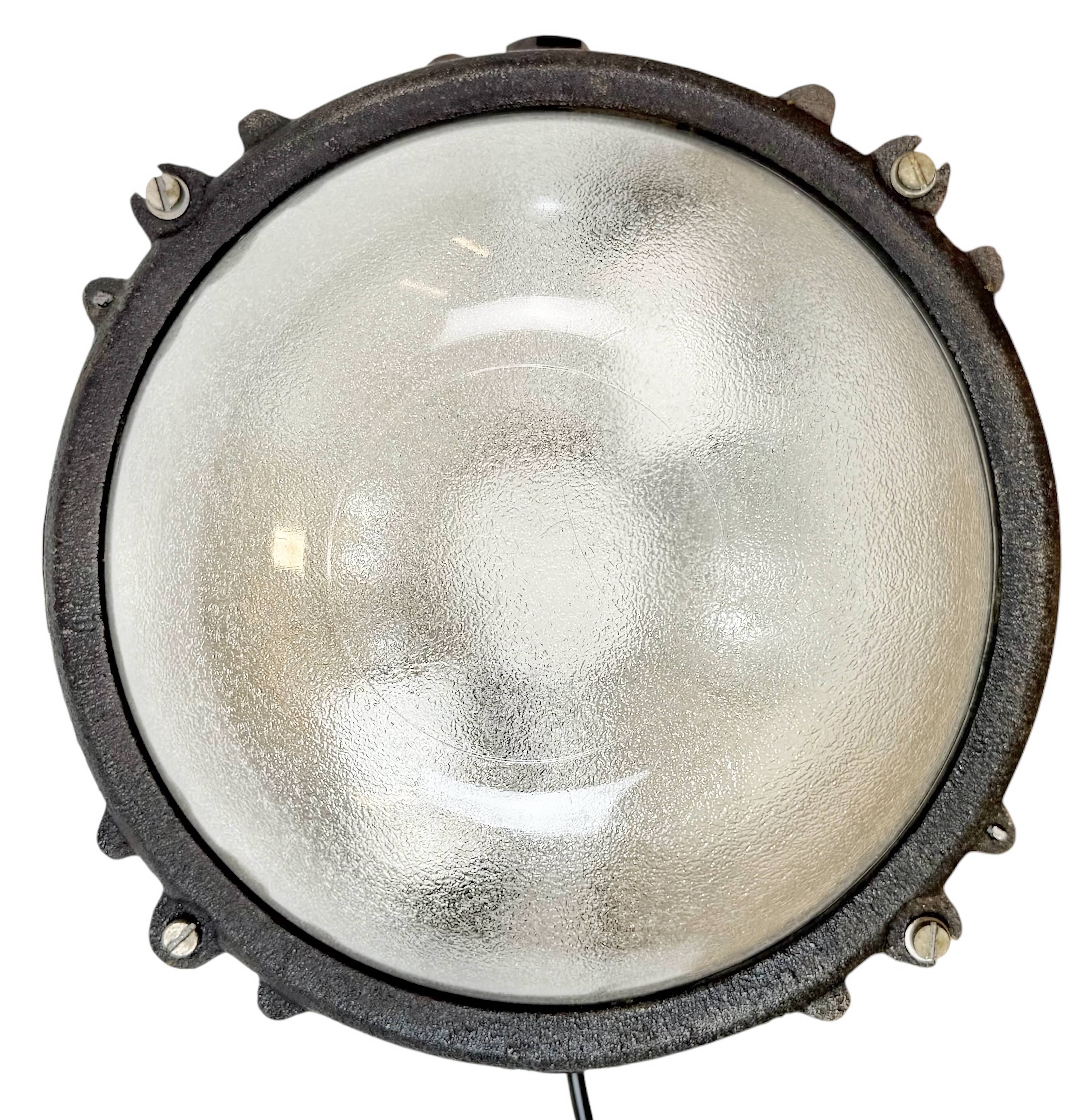 Black Industrial Cast Iron Wall or Ceiling Light from Elektrosvit, 1960s