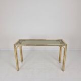Italian Rectangle Side Table in Brass Bamboo and Smoked Glass, 1970s
