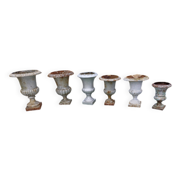 Lot of 6 Medici Cast Iron Vases from Charleville - Mézières 1900