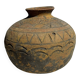 Small round ancient vase in engraved terracotta, Indonesian polychromy H10 D1