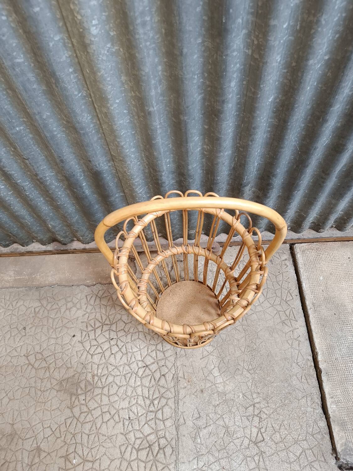 Vintage rattan wicker umbrella stand