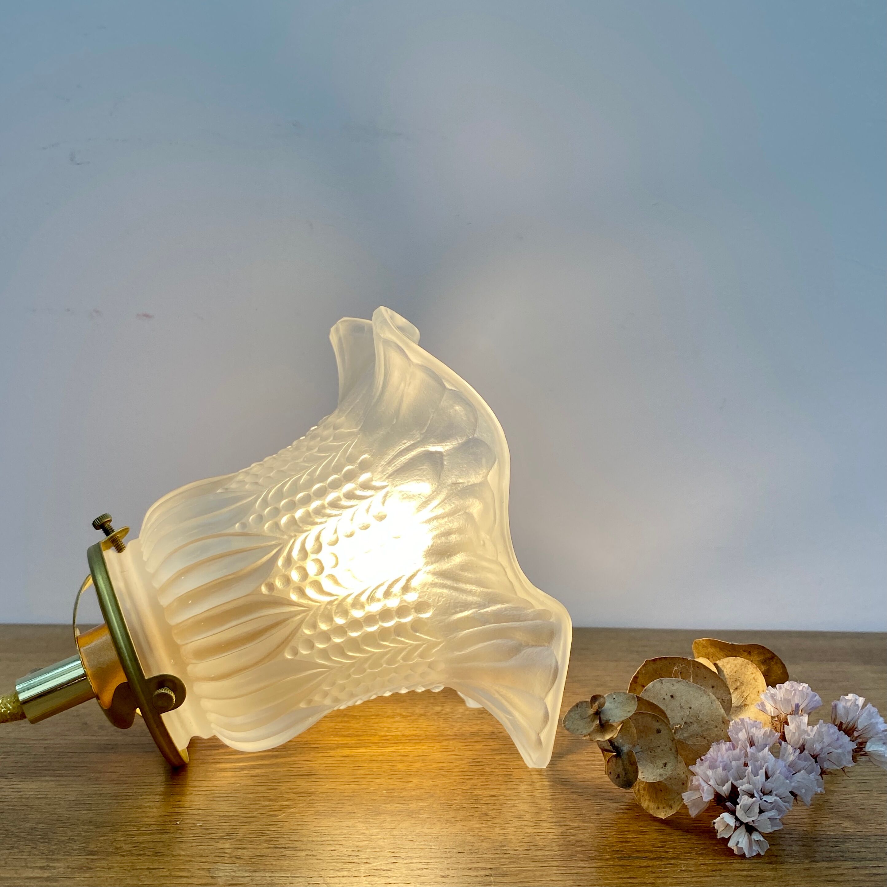 Vintage tulip walker in frosted glass