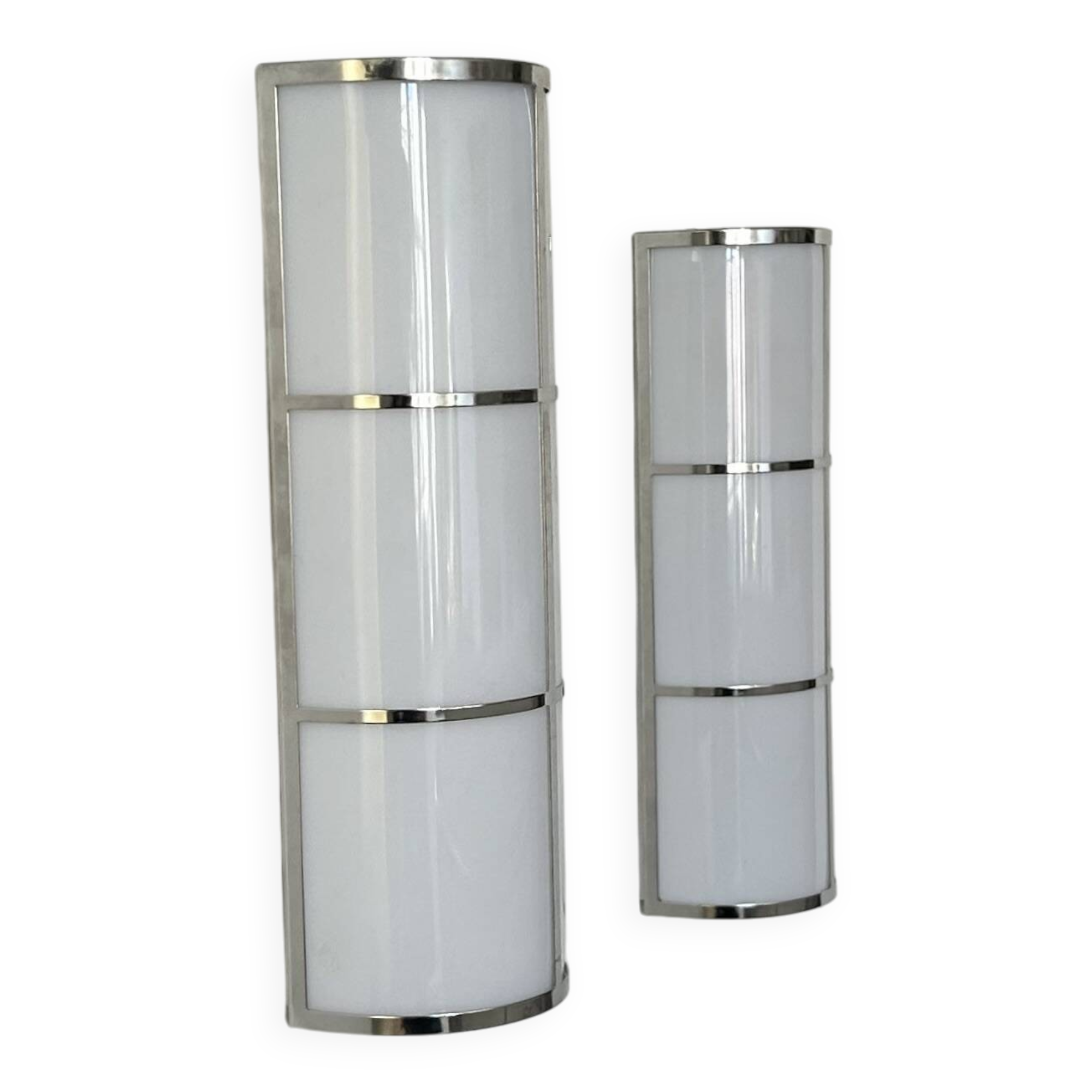 Pair of vintage wall lights, chrome and perspex, France, 1980