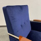 Elegant blue chrome armchairs by Jozsef Peresztegi