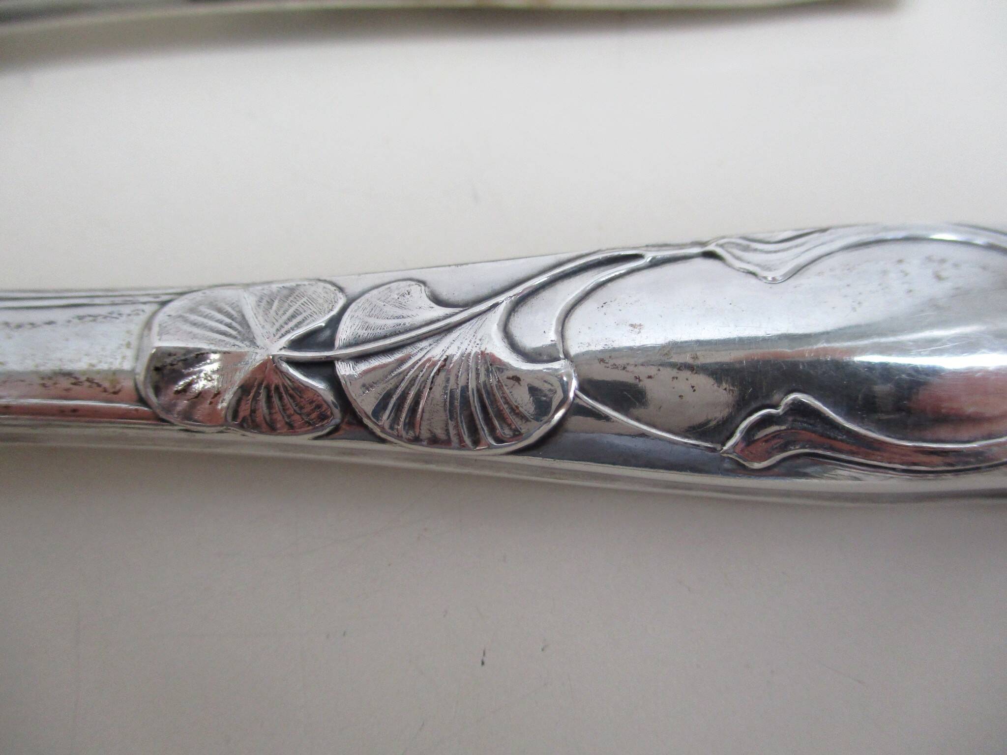 serving forks silver handles germany origin -box of- 4 art nouveau