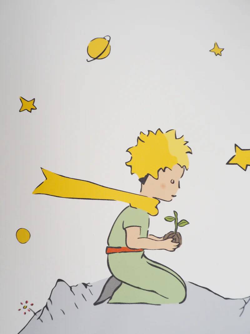 Antoine de Saint-Exupéry: Ecology, The Little Prince plants a tree, lithograph