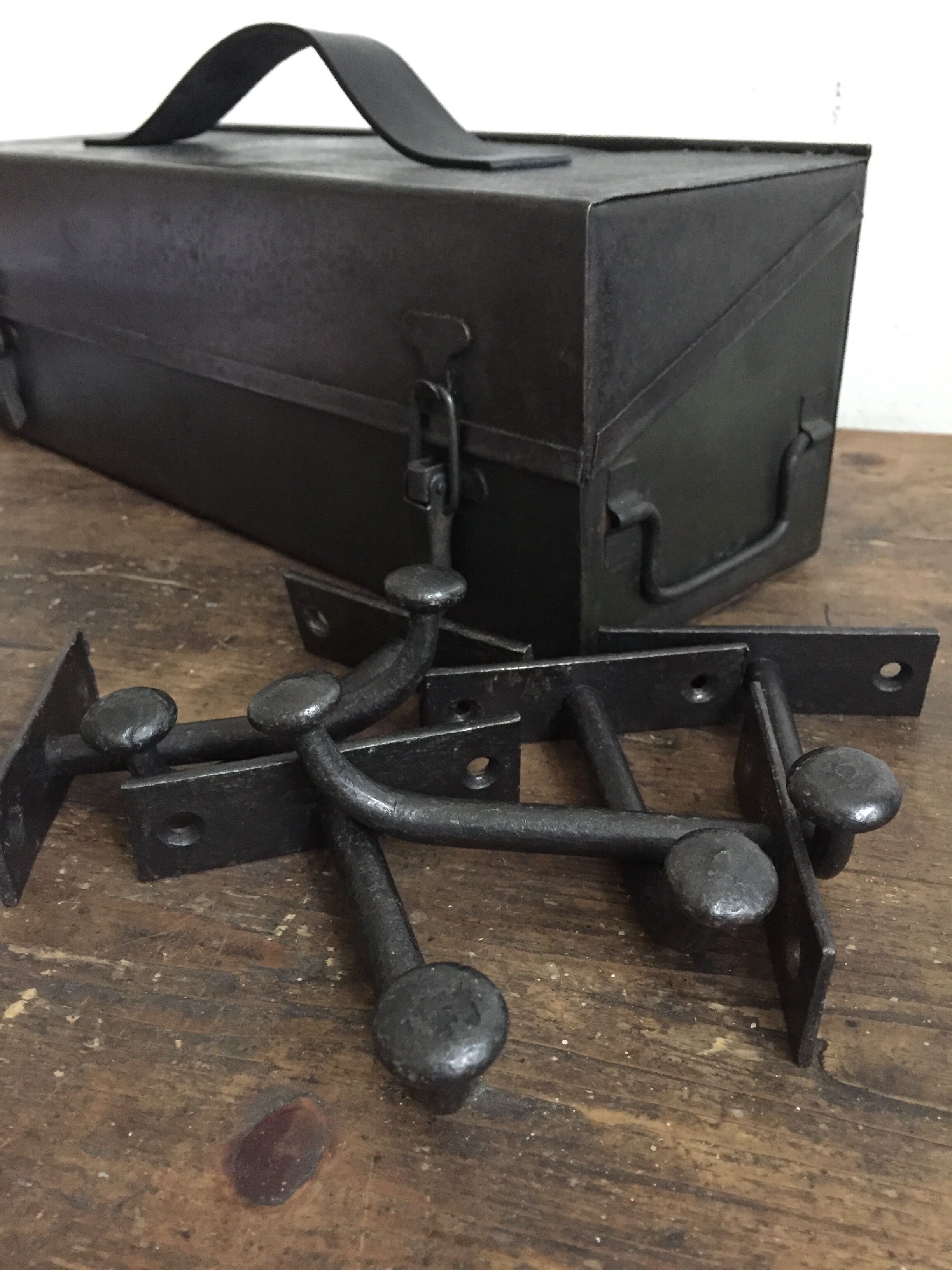 Box metal, tools, strap leather box