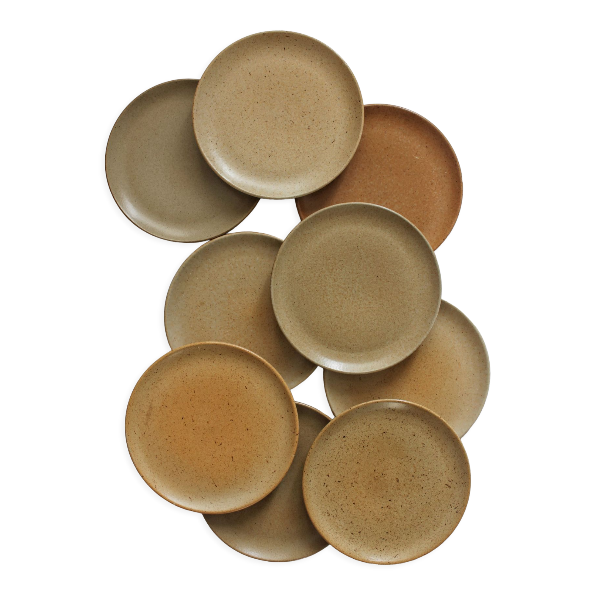 9 vintage stoneware dessert plates