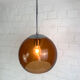 Pendant lamp ball Space Age amber glass chrome 1970s