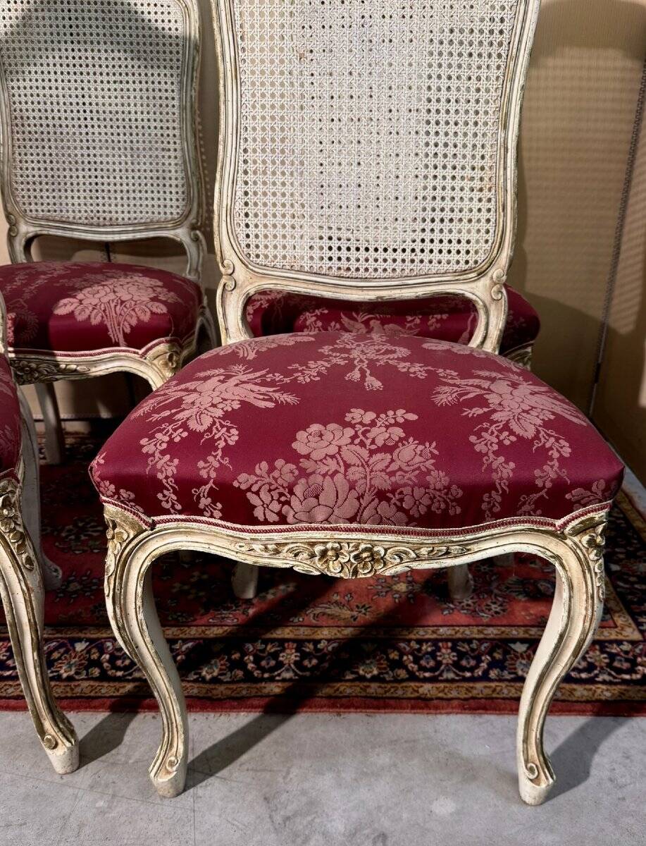 Set of four Louis XV chairs in lacquered wood