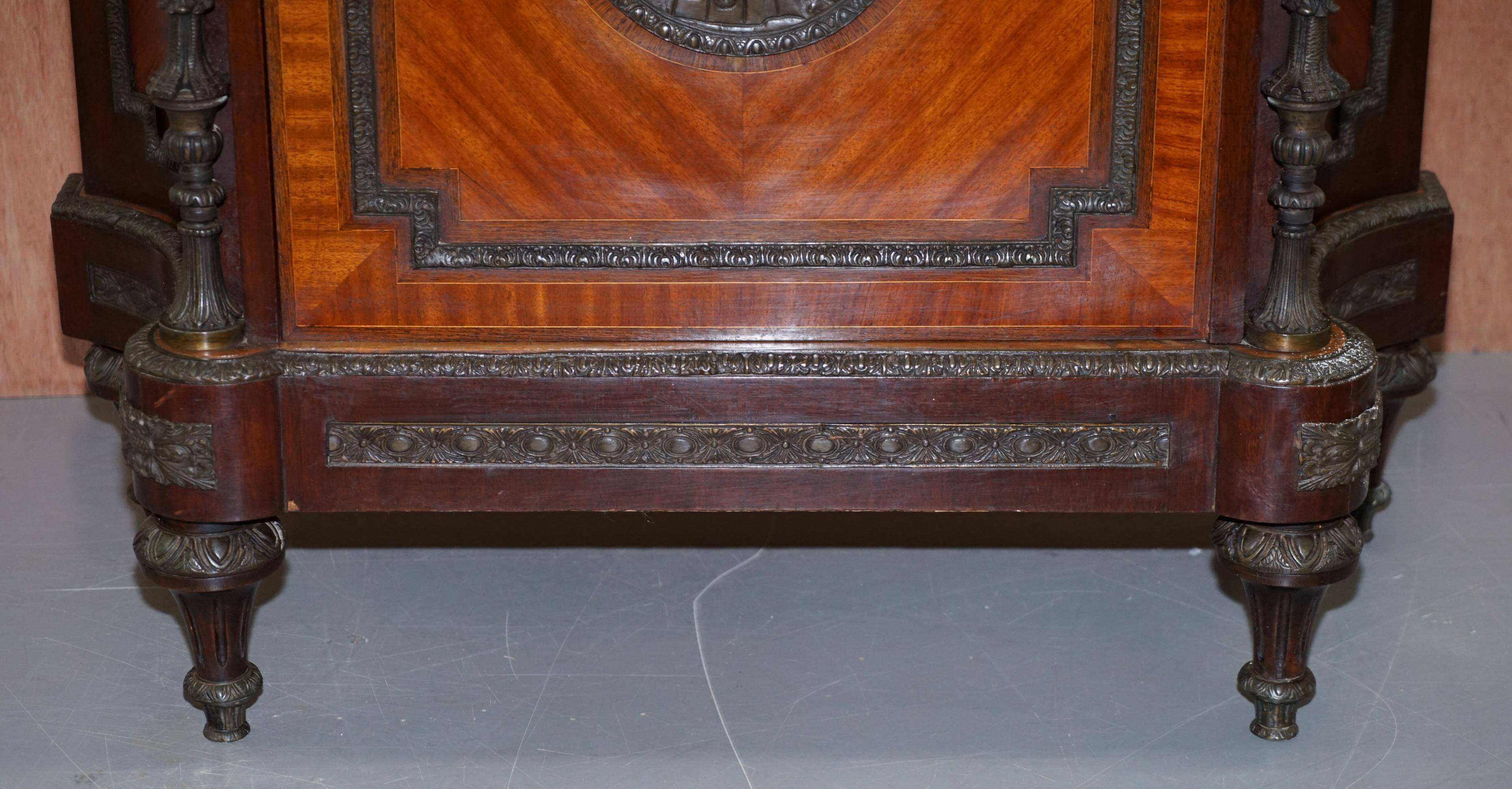 Louis Buffet in Walnut 19th Century with Drawers, Marble and Bronze Ornaments